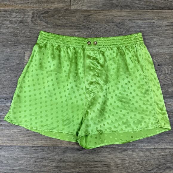 NWT Perry Ellis 100% Silk Boxers Men's Sz M Green Sleep Shorts Dots - Picture 1 of 10